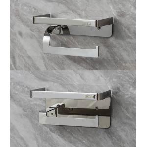 Adhesive Stainless Steel Toilet Paper Dispenser With Shelf Polished Chrome Color