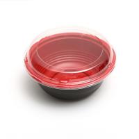 China Disposable food packaging box Round red plastic thickened fast food box with lid leakproof soup bowl lunch box manufactu on sale