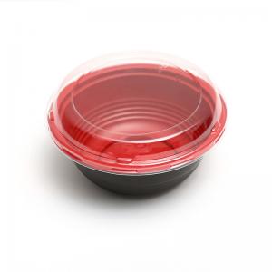 Disposable food packaging box Round red plastic thickened fast food box with lid leakproof soup bowl lunch box manufactu