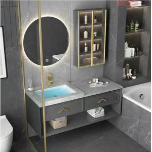 Faucet Included Wash Basin Vanity Cabinet With Mirror And Pop Up Waste