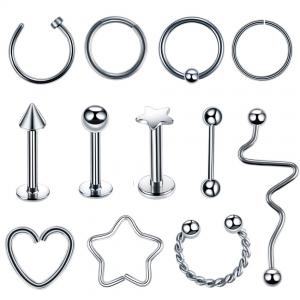 NEW Steel Fashion Circular Bead Rings Horseshoe Eyebrow Tongue Nose Hoop Piercing Labret Ear Cartilage Tragus Jewelry