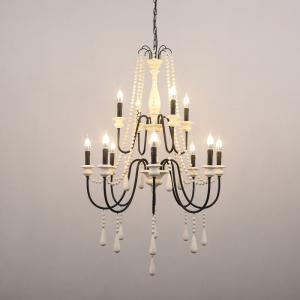 China Rustic country chandelier with wood beads pendant lamp fixtures (WH-CI-89) supplier