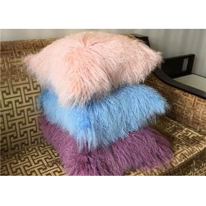 China Mongolian fur Pillow Luxurious Dyed Real Long Hair Sheep Fur Throw For home supplier