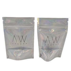 Custom Holographic Aluminum Foil Clear Front Zipper Mylar Bags Smell Proof Resealable Plastic Packaging Bag