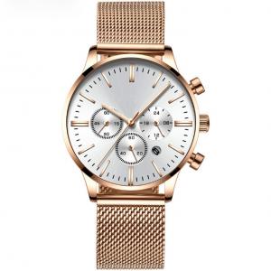China Stainless Steel Mesh Band Chronograph Watch Men Luxury Quartz OEM Watches supplier