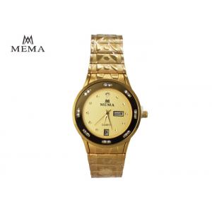 China Bracelet Style Diamond Quartz Watch Round Dial Aluminum Wristband With Calendar supplier