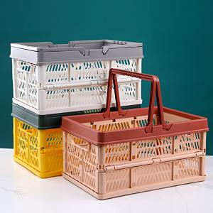 China 568g Supermarket Collapsible Plastic Basket With Handles supplier
