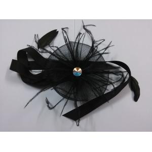 Polyester Dramatic Mesh Black Feather Headpiece CNF022 For Dance Costume