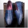 China Italianate Sliding On BSCI Mens Leather Dress Shoes Blue With Padded Insoles wholesale