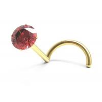 China Screw 18K Gold Nose Piercing With  1.5mm-3mm Natural Garnet Stone on sale