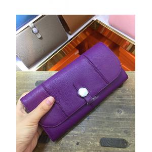 Hot sell high end quality purple women purse designer purse goatskin purse passport purse brand flat purse LR-P01
