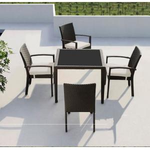 Leisure Modern PE Rattan outdoor Chair and table sets Aluminium  Garden wicker stackable Chair