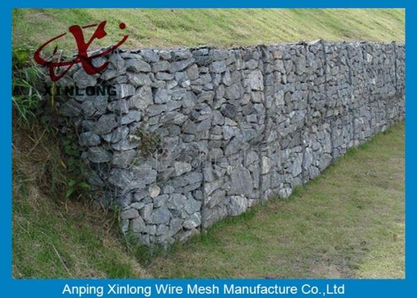 Cage Rock Gabion Wire Mesh , Containment Pvc Coated Gabion Baskets
