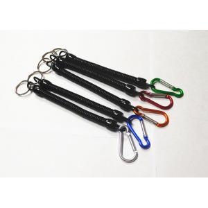 Promtional 6.5''  Steel Coil  Fishing Plier Lanyard Cords w/Split Ring and Colorful Carabiner