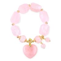 China 14MM Multi Facted Rose Quartz Stone Crystal Bracelet Heart Carving on sale