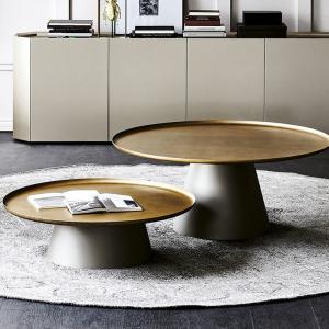 Sleek Round Tray Top Coffee Table , Minimalist Marble Top Center Table