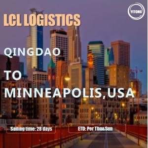 Qingdao To Minneapolis Global LCL Freight Shipping Forwarder 28 Days