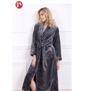 Soft Plush Long Fleece Bathrobe , Warm Thick Kimono Robes For Womens 330 Gsm Home
