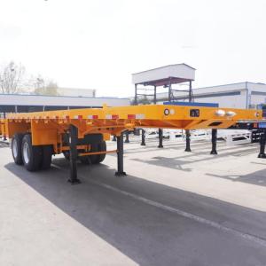 China Used and New CIMC 2 Axle Flat Bed Semi Truck Trailer for Transport 20 Ft Container for Sale supplier