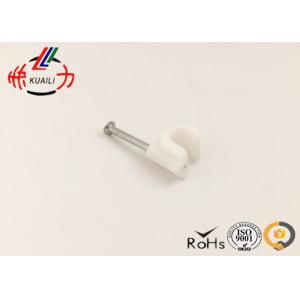 China 8mm Round Type White Plastic Wall Cable Wire Tie Clips With High Carbon Steel Nail supplier