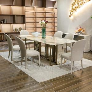 Luxury Modern Home Furniture Dining Room Table Stainless Steel Marble Dining Table