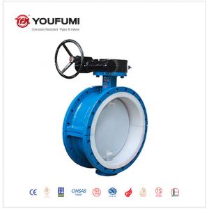 China Flanged PTFE Lined Butterfly Valve DN500 PN16 Anticorrosion For Caustic Soda supplier