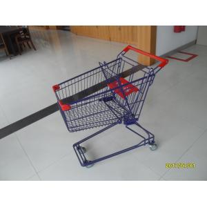China Blue 3 Inch PVC Caster Wire Shopping Trolley , 75L Retail Shopping Cart wholesale