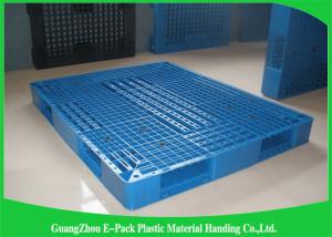 China Heavy Duty Rackable 1 Ton Steel Reinforced blue Plastic Pallets 1200*1000mm on sale 