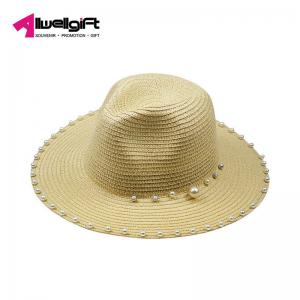 China Striped Pearl Beaded Summer Beach Hats For Women Sun Hats supplier