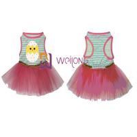 China Good Elasticity Double Skirt Easter Pet Dress Bow CVC Jersey 180G Female Dog Dress on sale