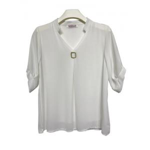 White Color Womens Spring Blouses / Stylish Women'S Blouses With Plus Size