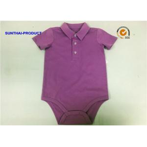 China Polo Collar Newborn Baby Bodysuits / Baby Girl Short Sleeve Bodysuit With Button Closured supplier