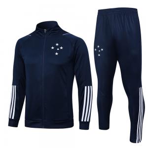 Blue Football Training Tracksuit Jacquard Soccer Training Kit Set