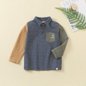 Wholesale baby boy clothing long sleeve 100% cotton polo t-shirt for kids baby stripe school uniform polo boys t-shirts