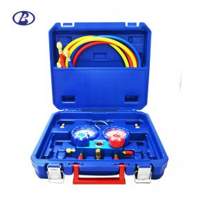 China Air Conditioner Manifold Gauge Set R410A R407C R22 R404A With Brass Adapter supplier
