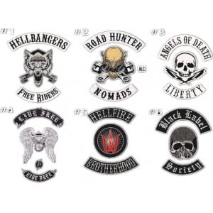 Heat Press 3D Metallic Motorcycle Club Patch Polyester Embroidered Biker Patches