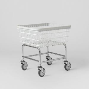 Chrome Laundry Basket Carts Rolling Laundry Cart With Double Pole Rack