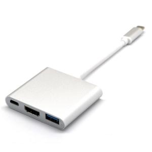 China Type c to HDMI HD adapter and Aluminum alloy silver USB3.1 faster data cable supplier