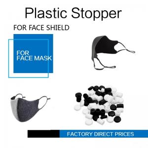 Face Masks Stopper Plastic Cord Stopper Black & White Color Soft PVC