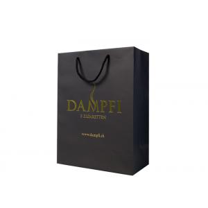 China Black Card Printed Paper Bags Logo Golden Hot Stamping Recyclable Spot UV supplier