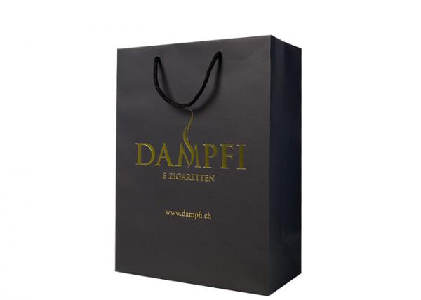 Black Card Printed Paper Bags Logo Golden Hot Stamping Recyclable Spot UV