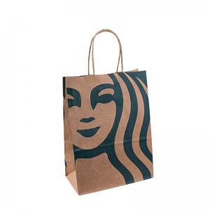 Fastfood Carryout Handle Paper Bags Custom Logo Design Printing