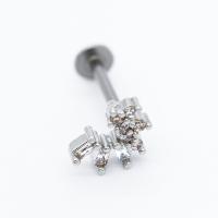 China Clear Zircon Gems Labret Piercings Jewelry 16G 8mm Labret Stud Earring on sale
