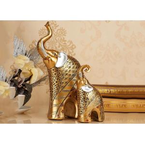 China Animal Resin Home Decorations Crafts Gold Color Elephant Figurine Statue supplier