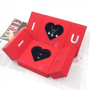 China 2024 Custom Valentine's Day Gift Packaging Jewelry Red Heart Folding Paper Box Customized Logo supplier