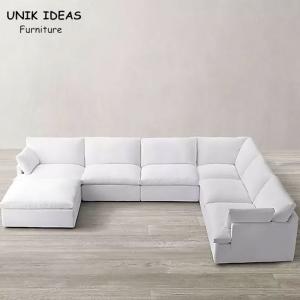 Modern Fabric Canape Couch White L Shaped Sofa Living Room Furniture