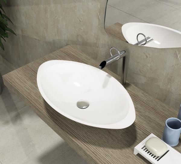 Resin Stone Counter Top Basin Oval Shape Stone Vessel Bathroom Sinks