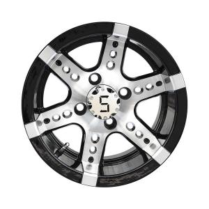 12 Inches Machined/Glossy Black Golf Cart Wheels 6 Spokes 4x4 Bolt