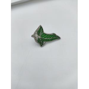 Green Enamel Leaf Metal Brooch Pin 	Offset Printing  Laser Engraving