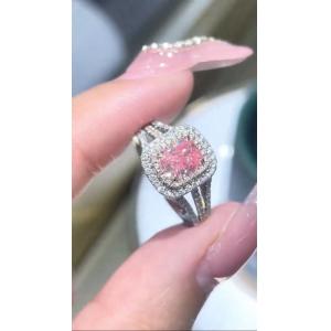 2CT Lab Grown Diamond Jewelry Rings Radiant Cut Pink Wedding Ring VVS1